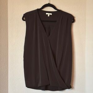 Maurices XXL Black Sleeveless Faux Wrap V-Neck Lined Career Blouse EUC